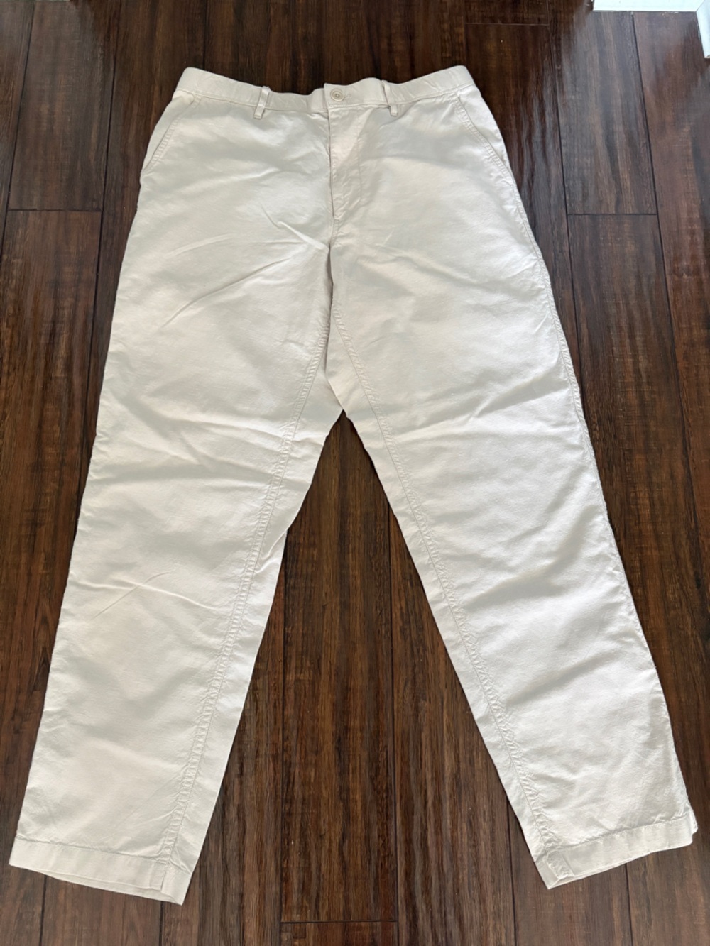 Uniqlo White Cotton Linen Blend Unisex Trousers